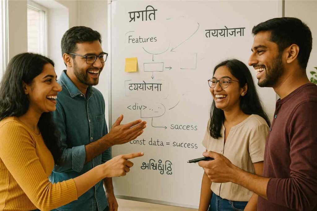 In an Indian startup, a single conversation can span three languages