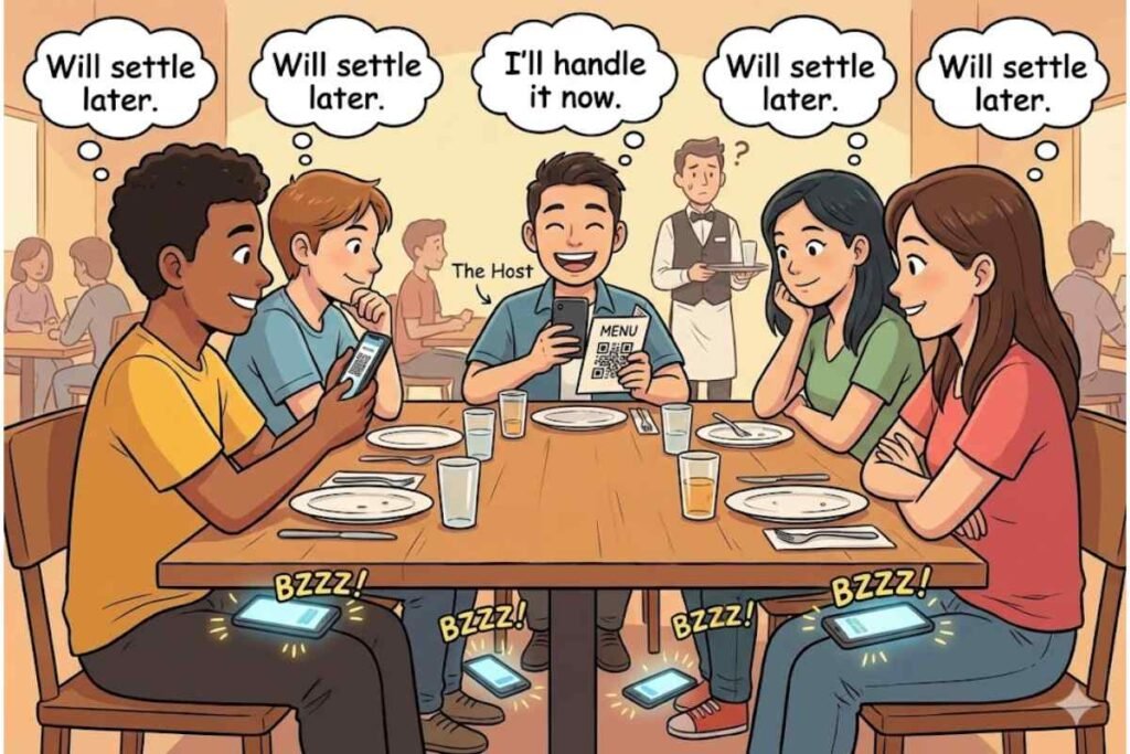 Friends settling UPI bills humorously